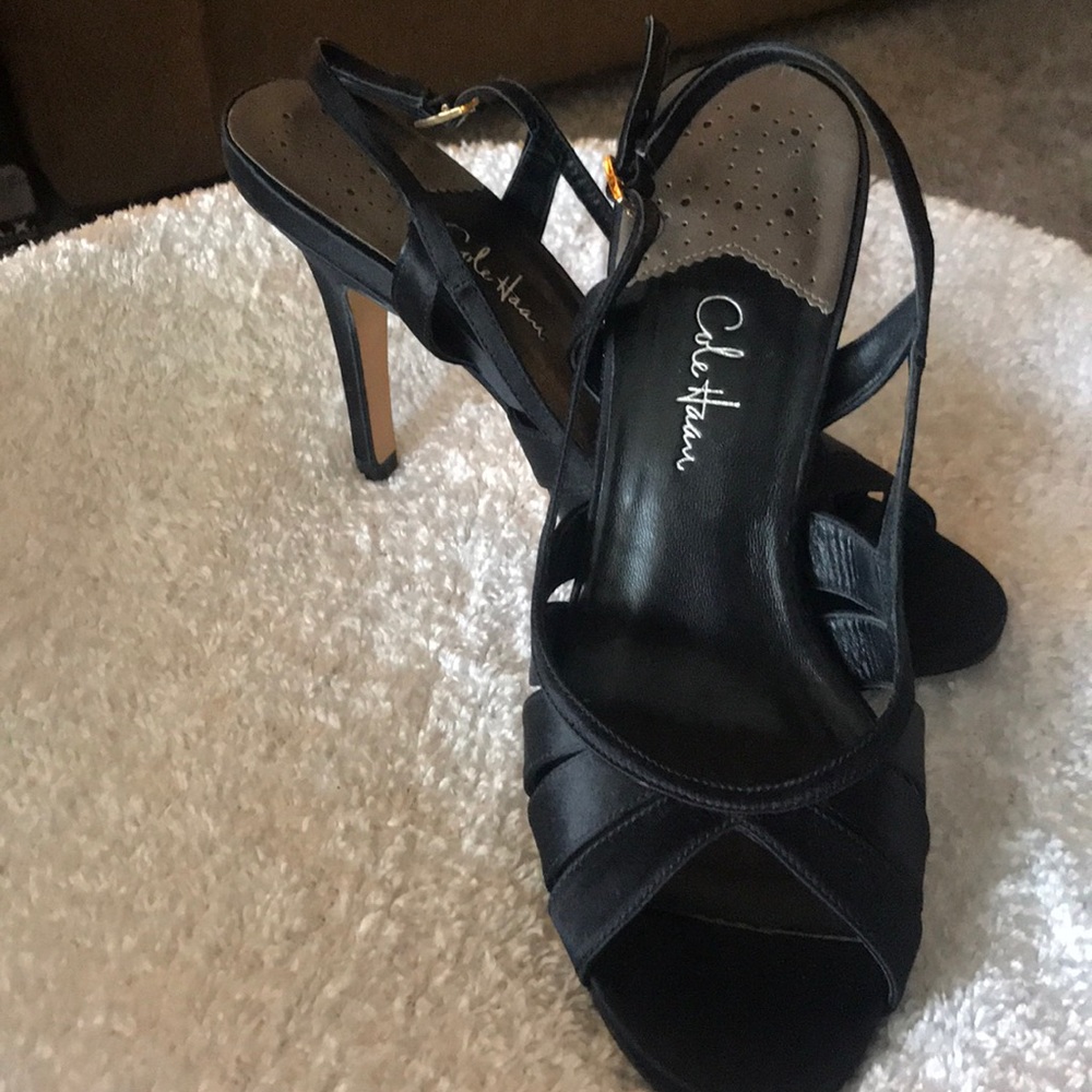 NikeAir by Cole Haan. Black Satin, peep toe, heels